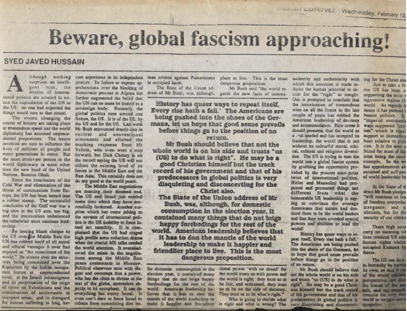 Beware Global Fascism Approaching